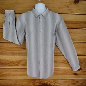 Calvin Klein Dress Shirt Mens Size XL Gray Checks 100%‎ Cotton Point Collar